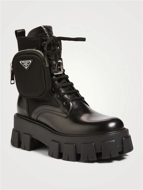 prada combat boots women's|prada boots with pouch price.